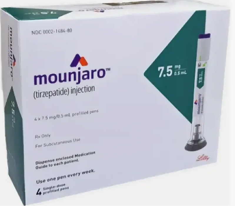 Мунджаро квик пен (Mounjaro kwik pen) Р-р д/п/к введ., шпр-ручка 7.5мг/0.5мл №4, Элли Лилли